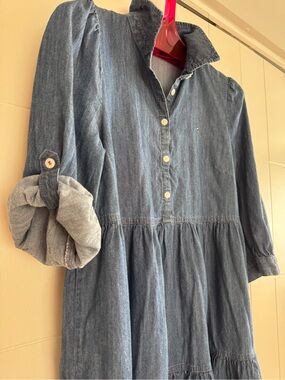 Tommy Hilfiger Blue Denim Tiered Button-Front Tunic Dress - Size 10